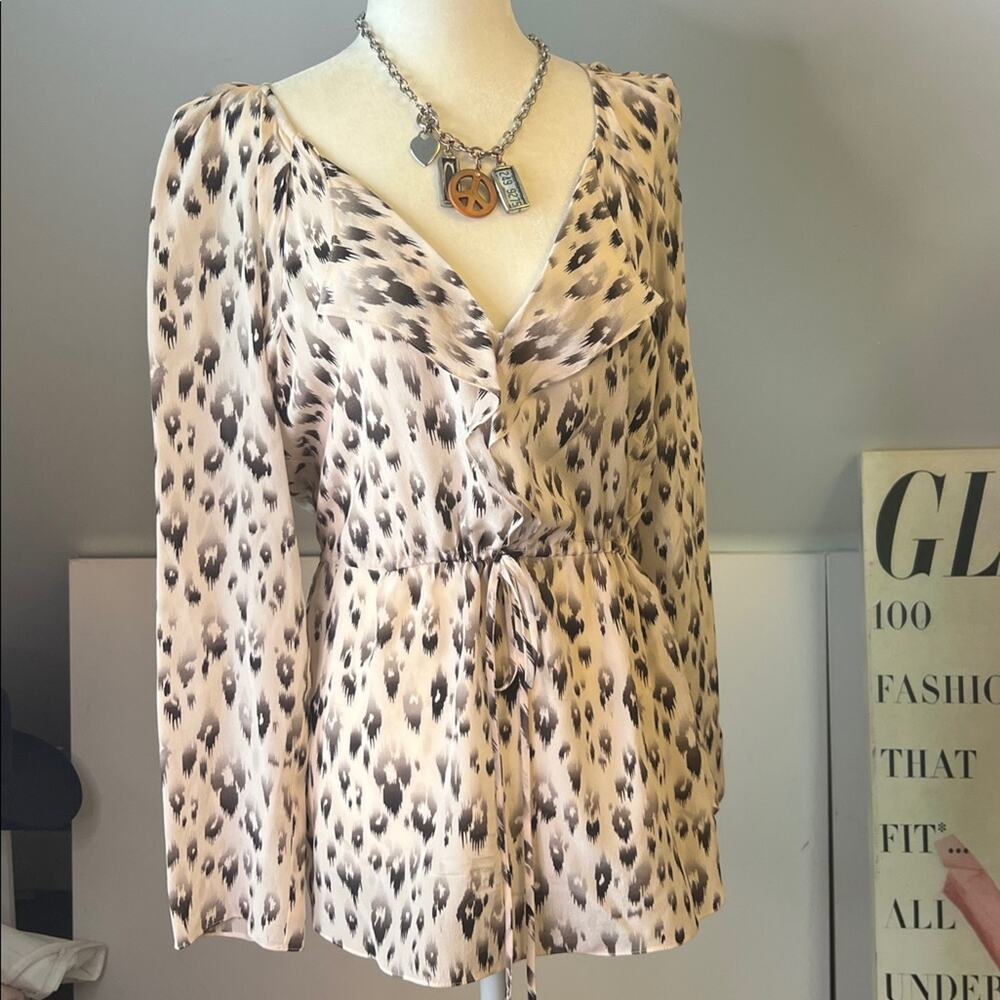 Rebecca Taylor top silk blouse ruffled feminine poet core v neck long sleeve